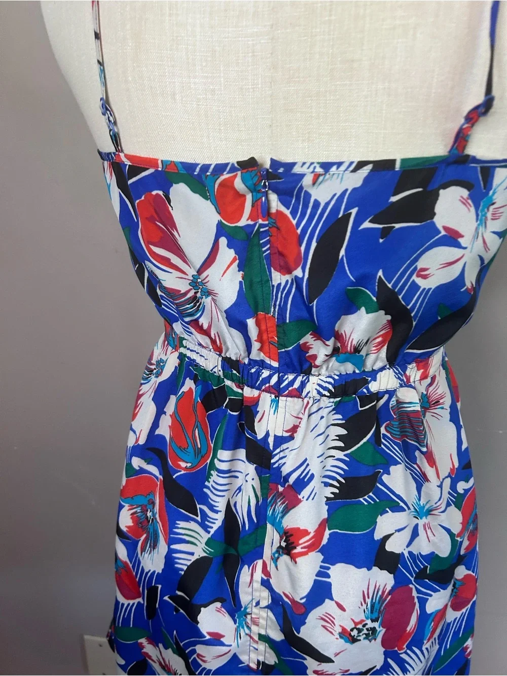J. Crew Blue Floral Spaghetti-Strap Mini Dress